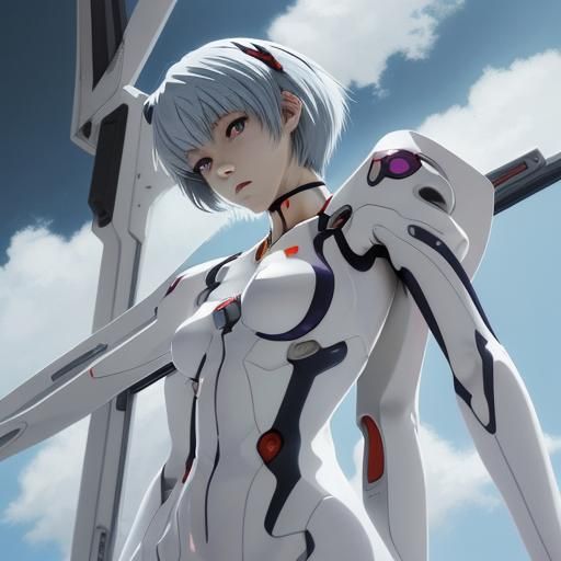 evangelion rei ayanami wearing white plugsuit - AI Generated Artwork ...