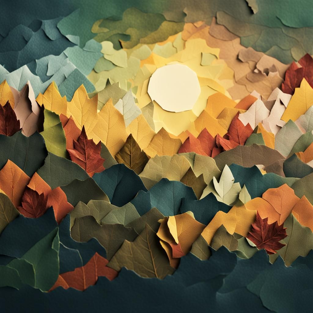 paper autumn landscape 2D