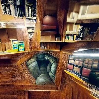 Hidden Room Inside a Library Shelf
