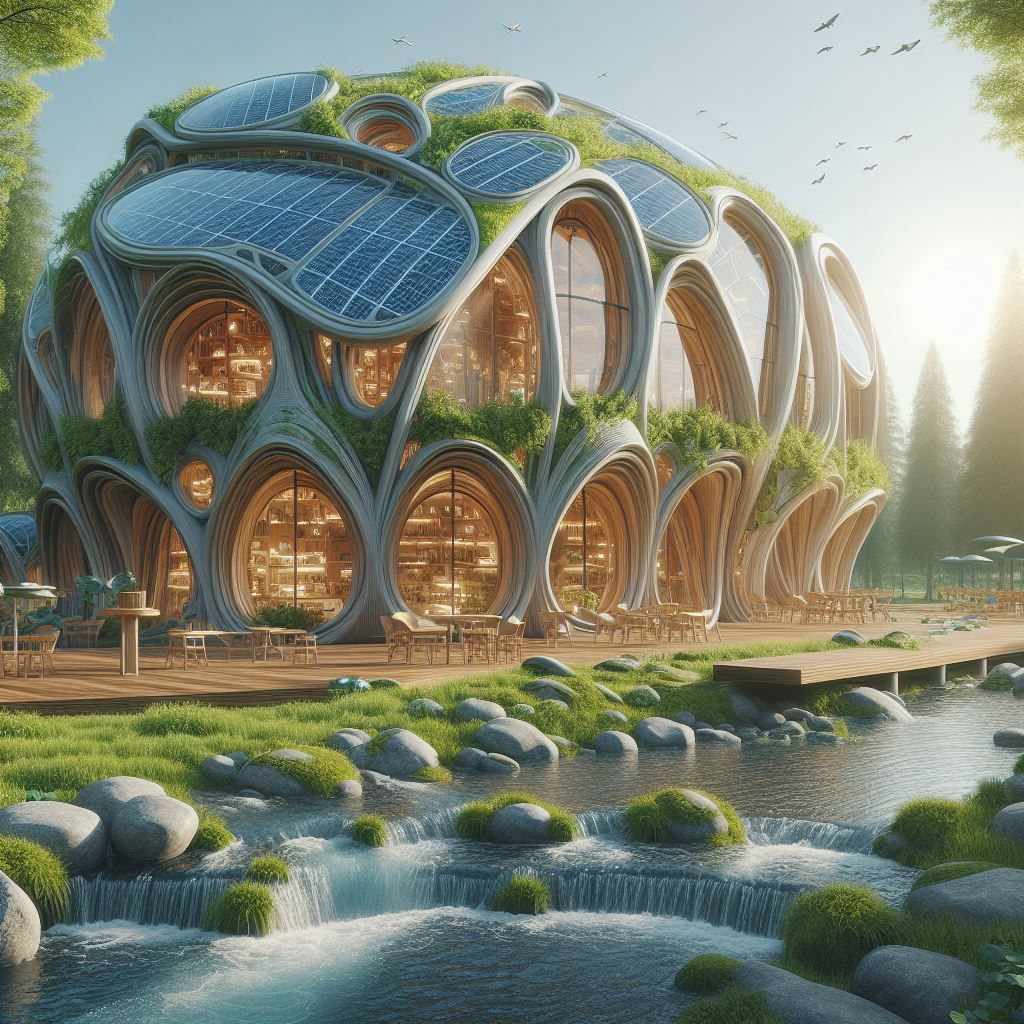 shop in a park solarpunk