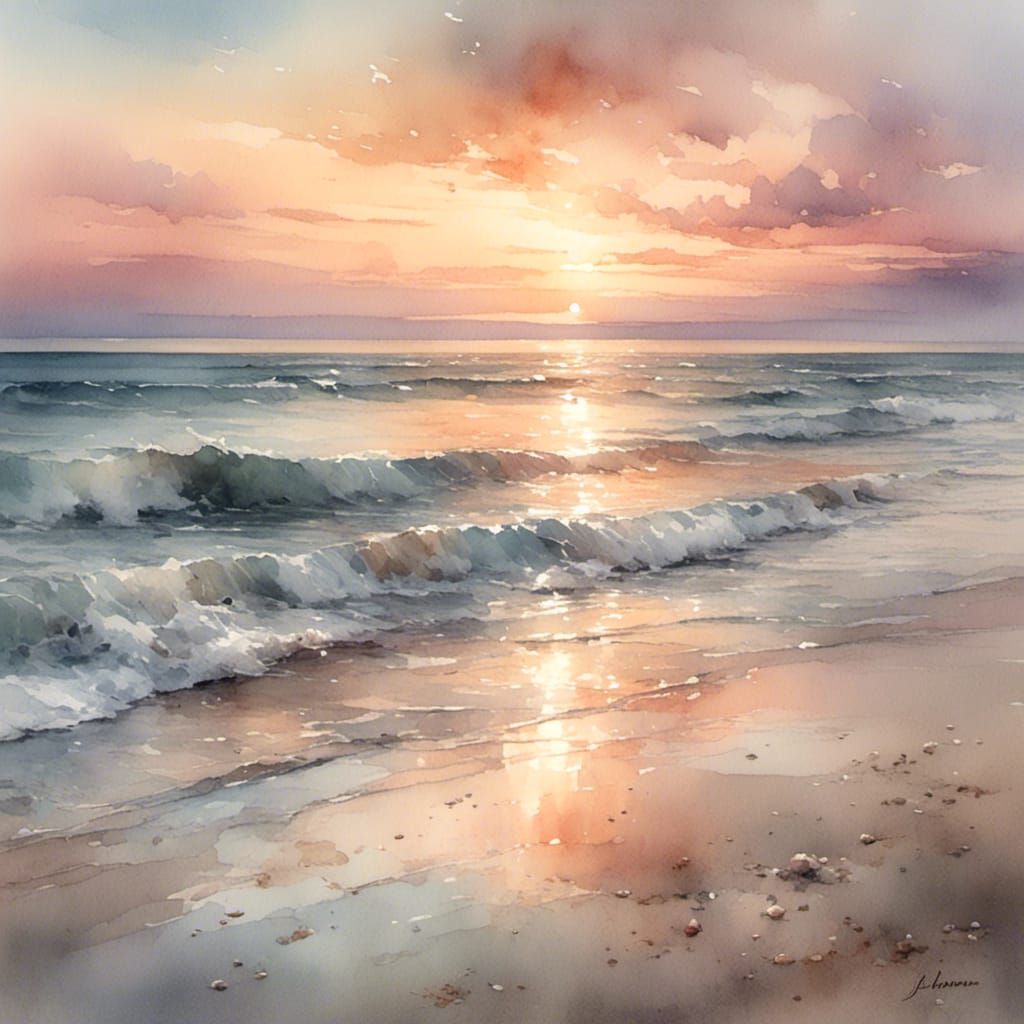 A serene sunset at the beach 