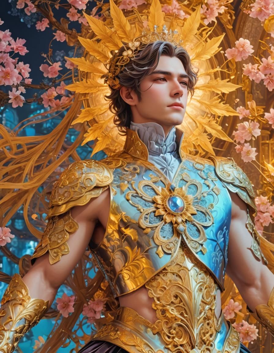 Hyper detailed epic anime portait of a magical a handsome man with ...