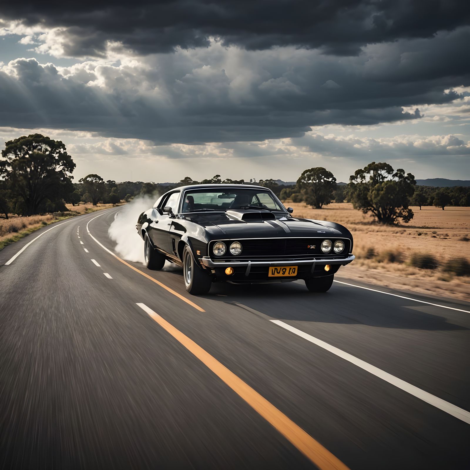 the last of the V8 interceptors - Mad Max - zooming down a lonely road  by @Tanke
