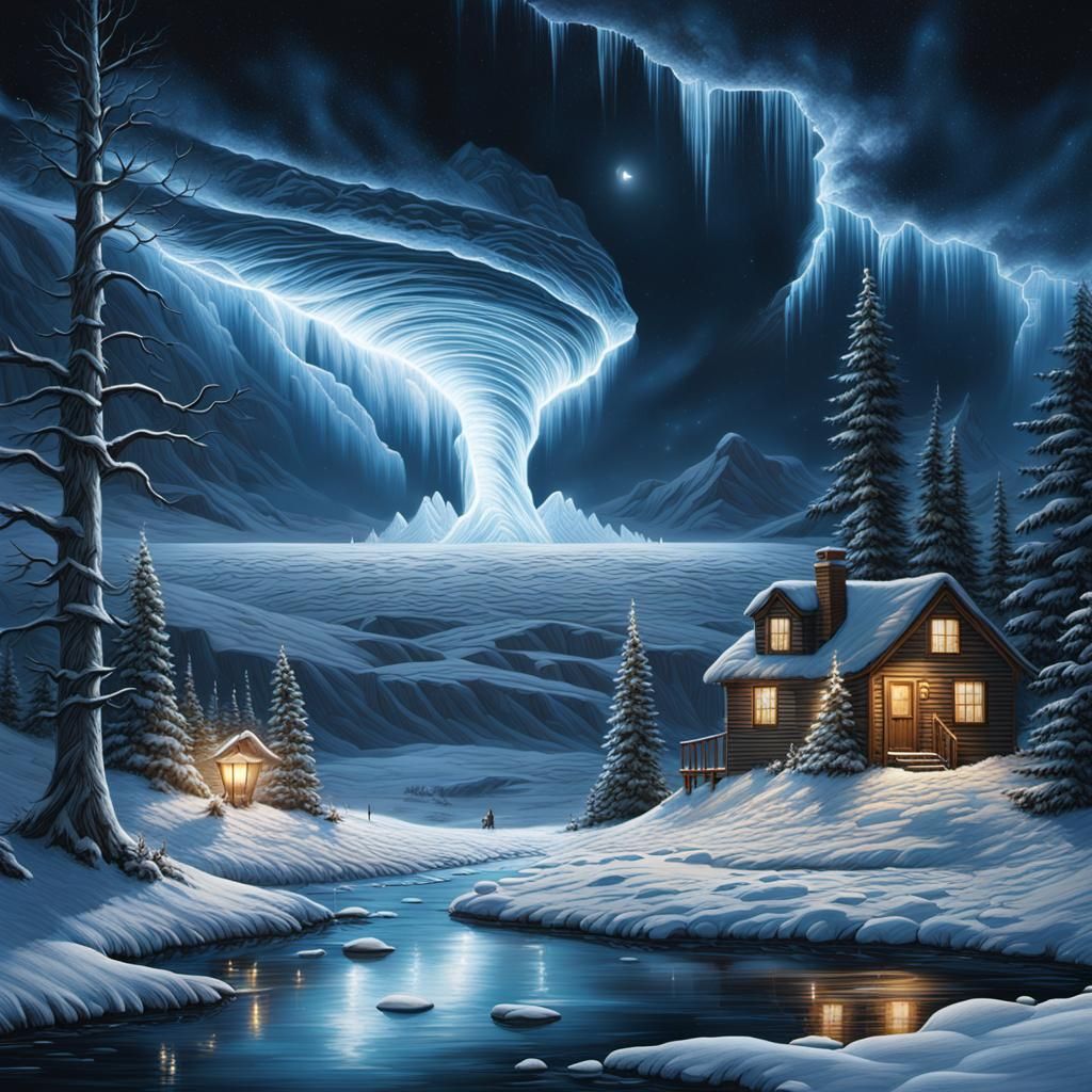 Winter Ice Tornado at the North Pole