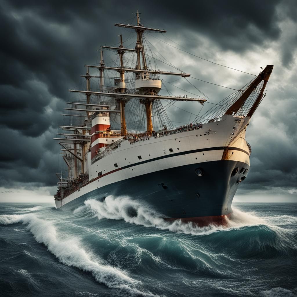 A ship on a stormy sea