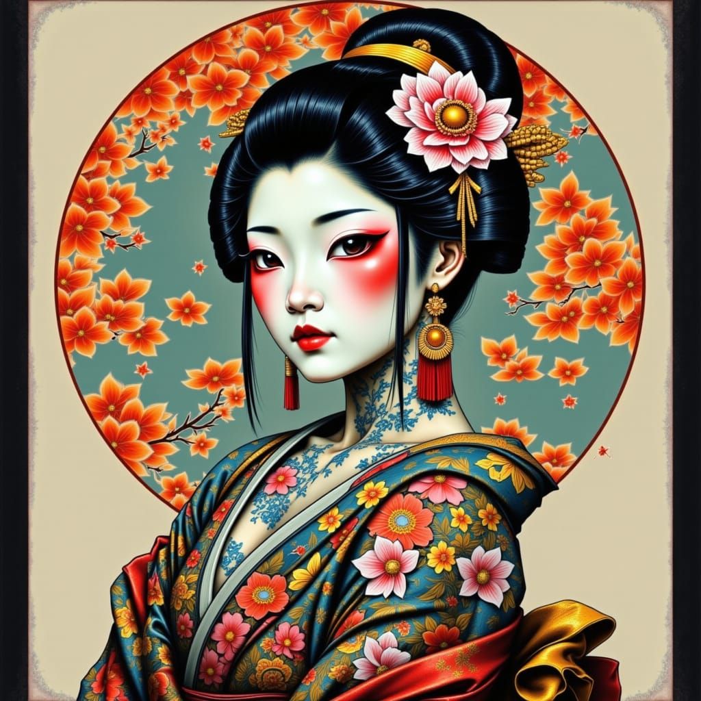<lora:Within:1.0>tattooed geisha