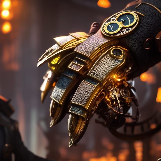 Steampunk hand  by @Laevos