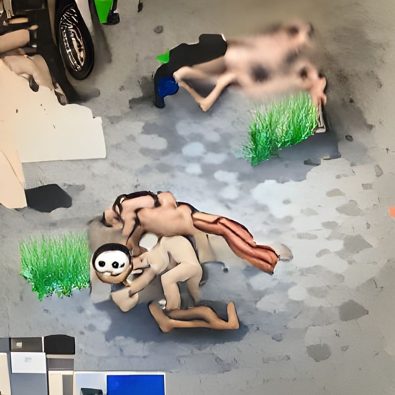 Naked man being raped by a corpse
