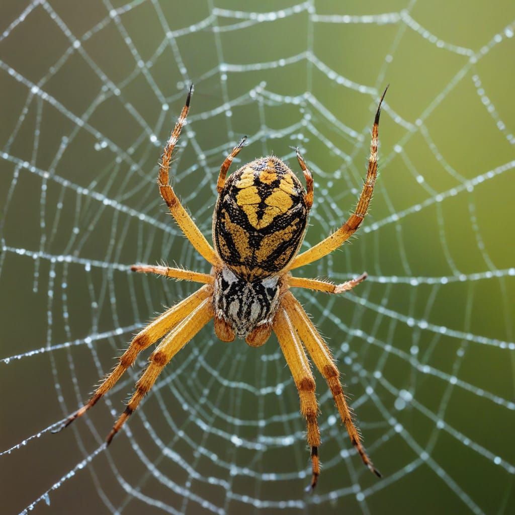 web spider-web focus on an Close-up Spider Yellow garden spiders facetus with eight-legs, ultradetailed. ...  by @Kitcalyx