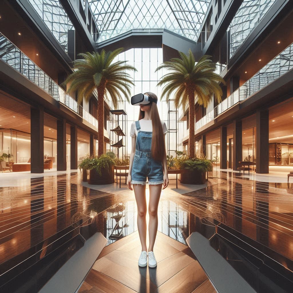 Standing in an atrium