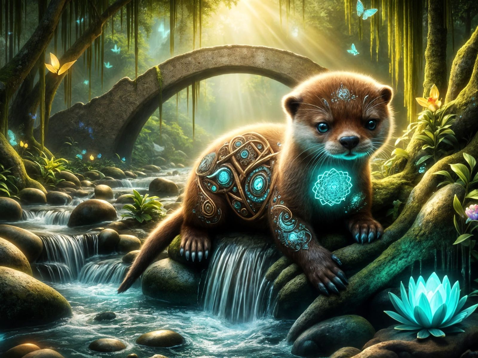 <lora:FiosAnimalGlowInk:1.0> Otter with Celtic Tattoos
