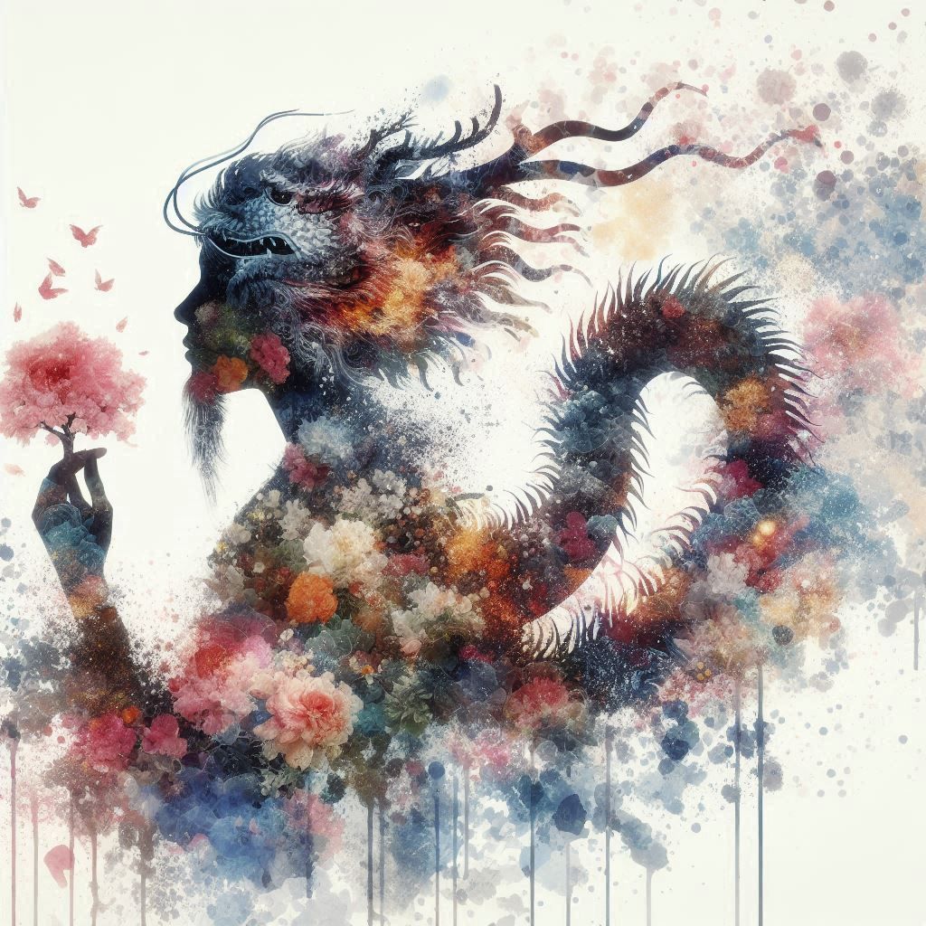 double exposure beautiful fantasy DALL-E 3 portrait landscape..