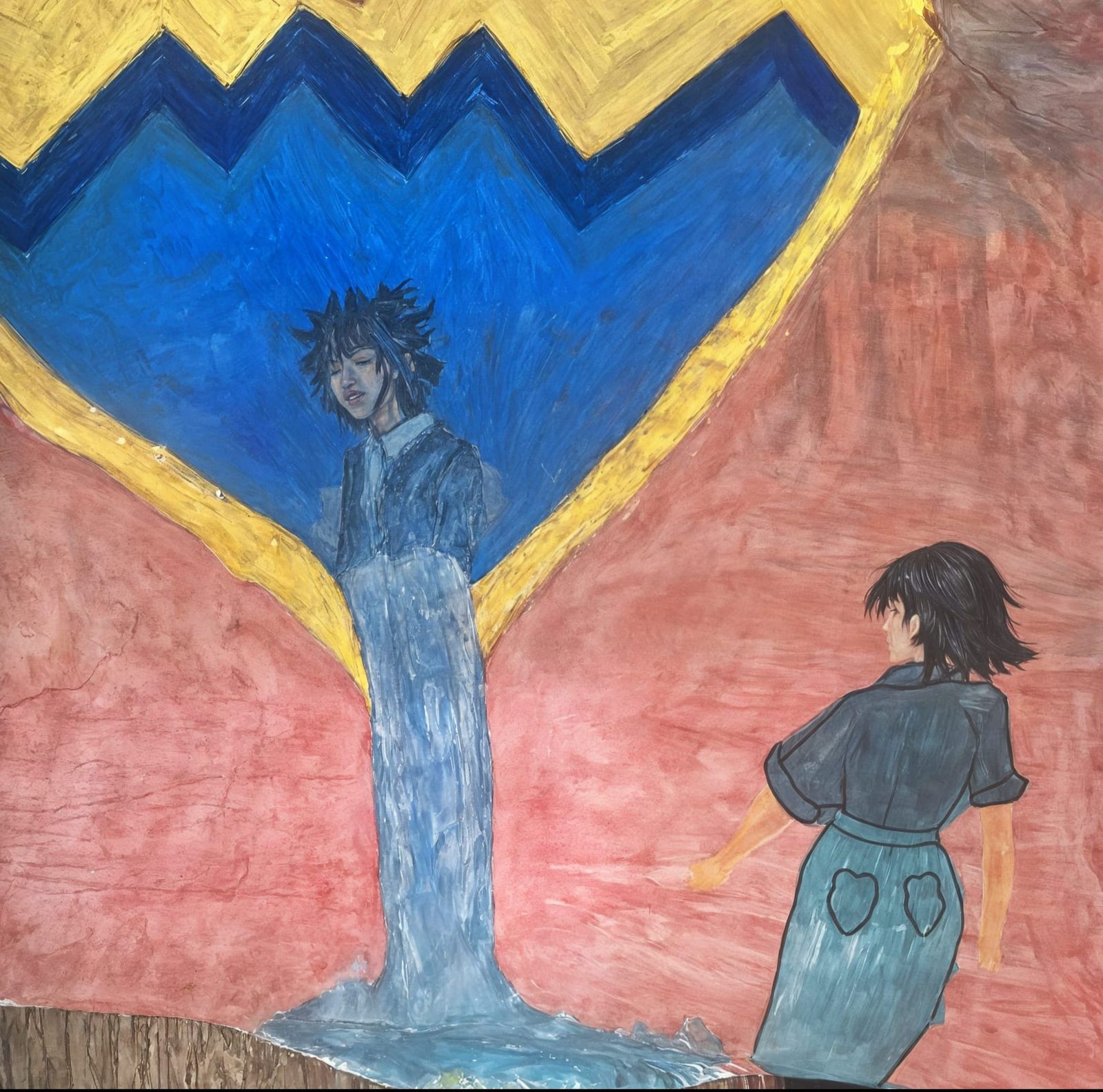 Crying a waterfall of tears from a broken heart