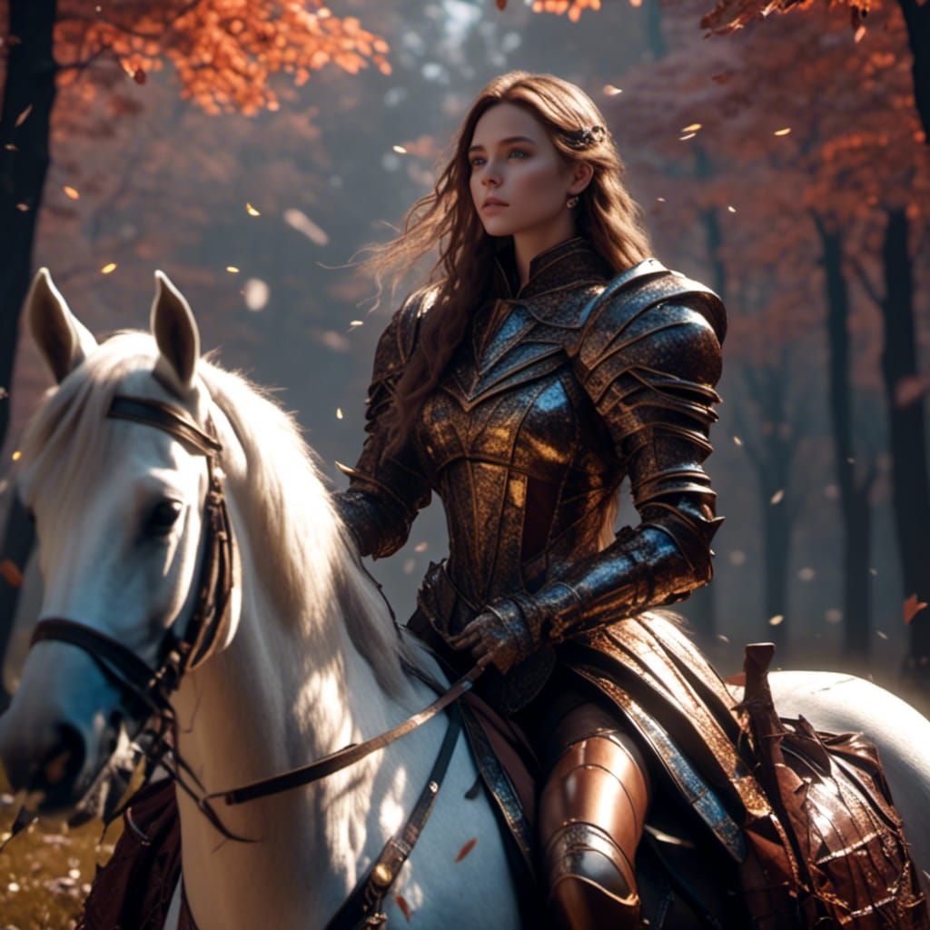 Female Knight on a horse