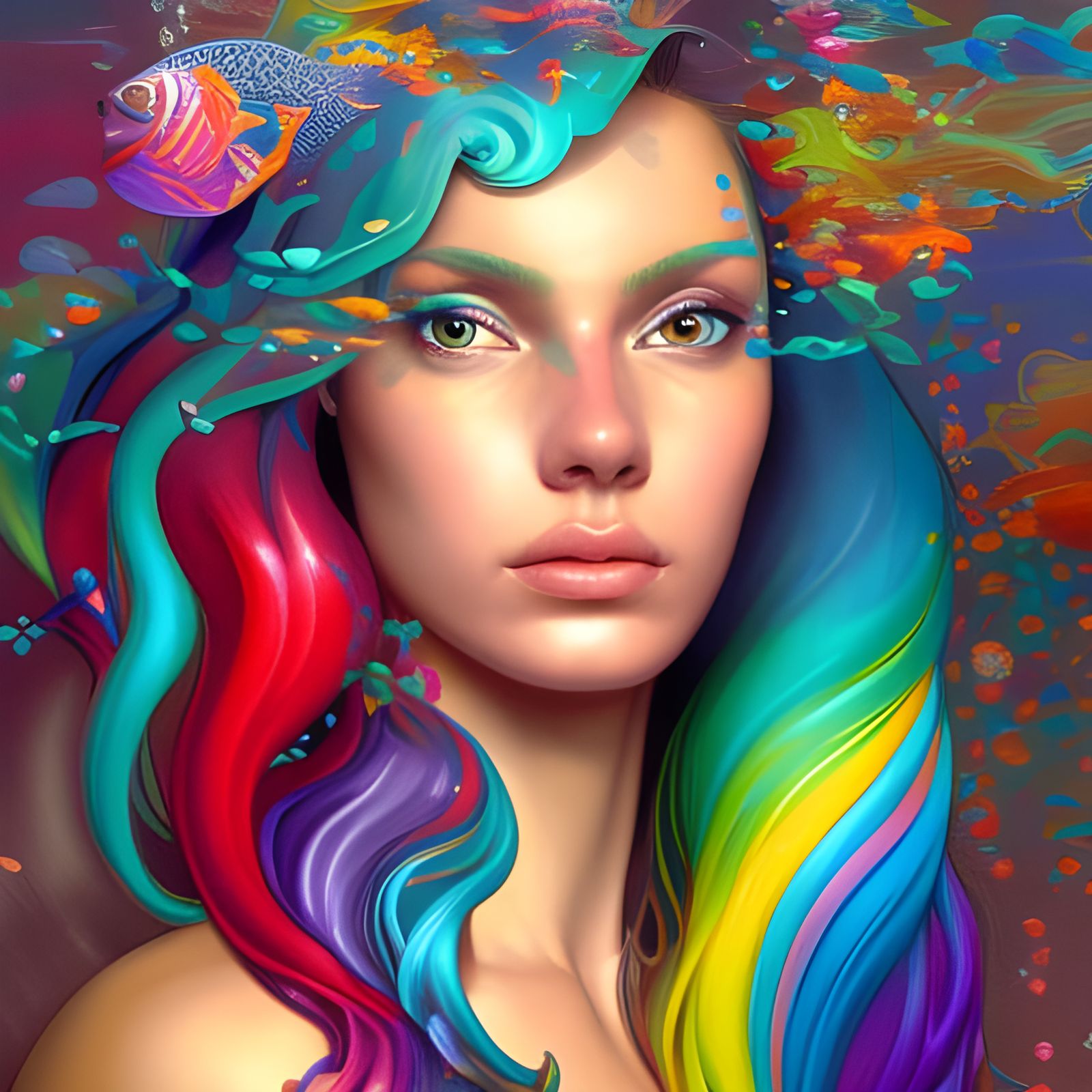 mermaid rainbow hair