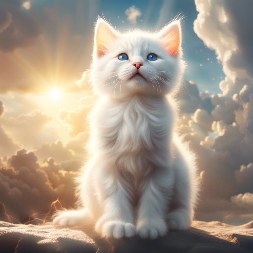 White kitten Epic cinematic brilliant stunning intricate met...