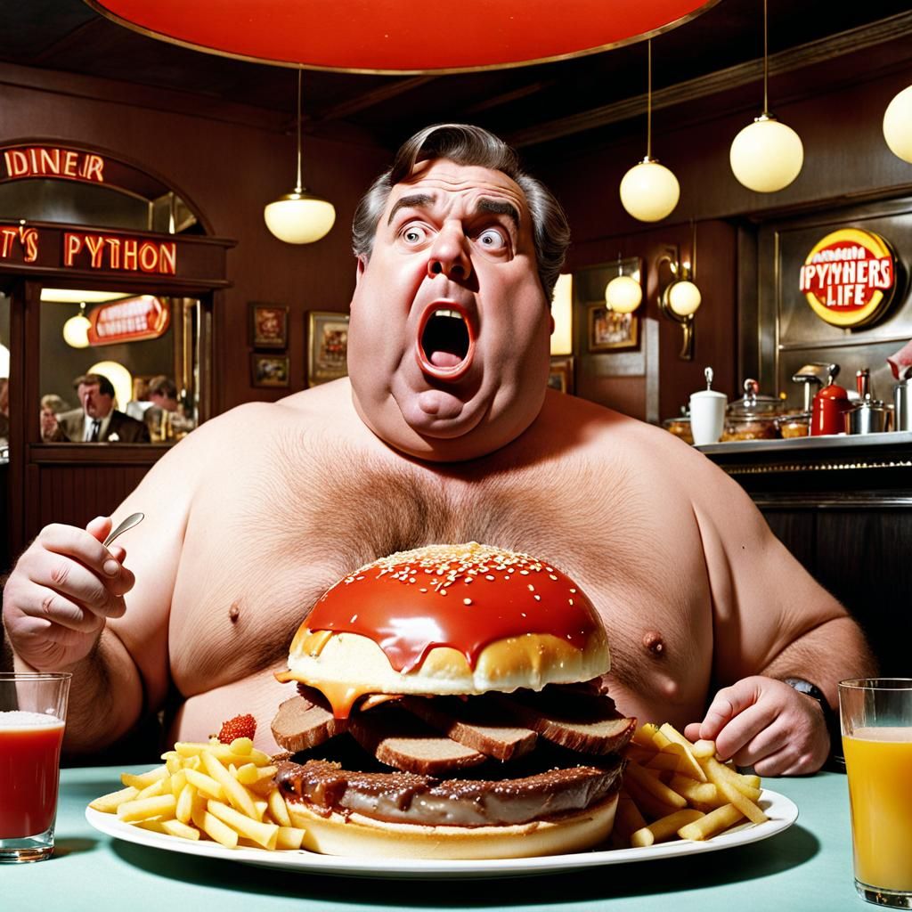 exploded grotesque fat man eating diner, monty python's meaning of life ...