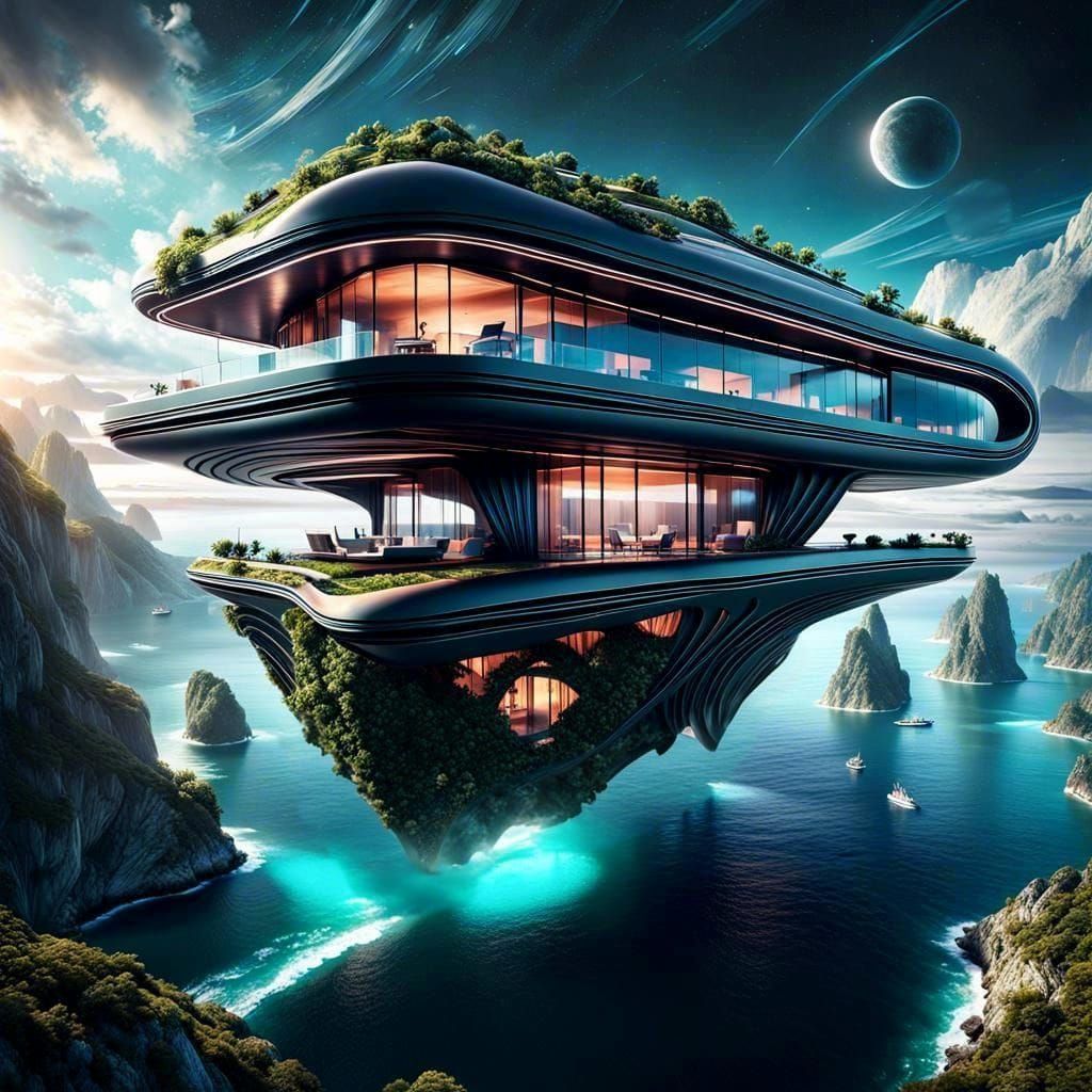 Zaha Hadid-Inspired Floating House  by @MordecAI