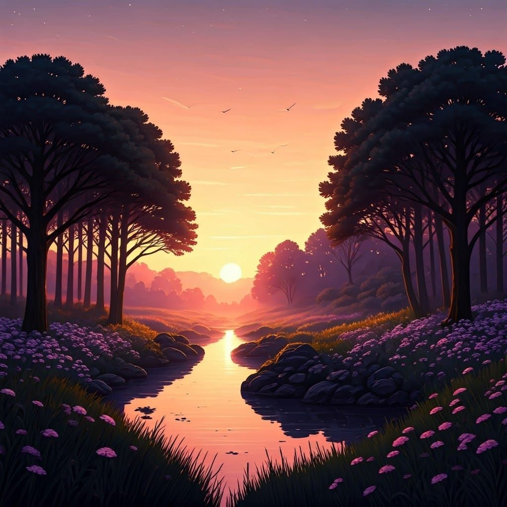 Serene Sunrise in Vibrant Colors