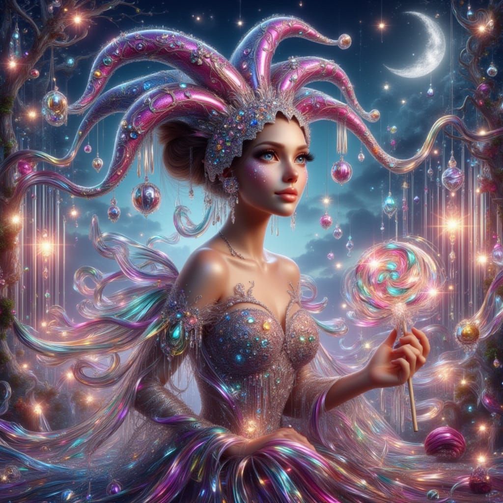 <lora:FiosCrystalTears:1.0> Candy Jester Natalia