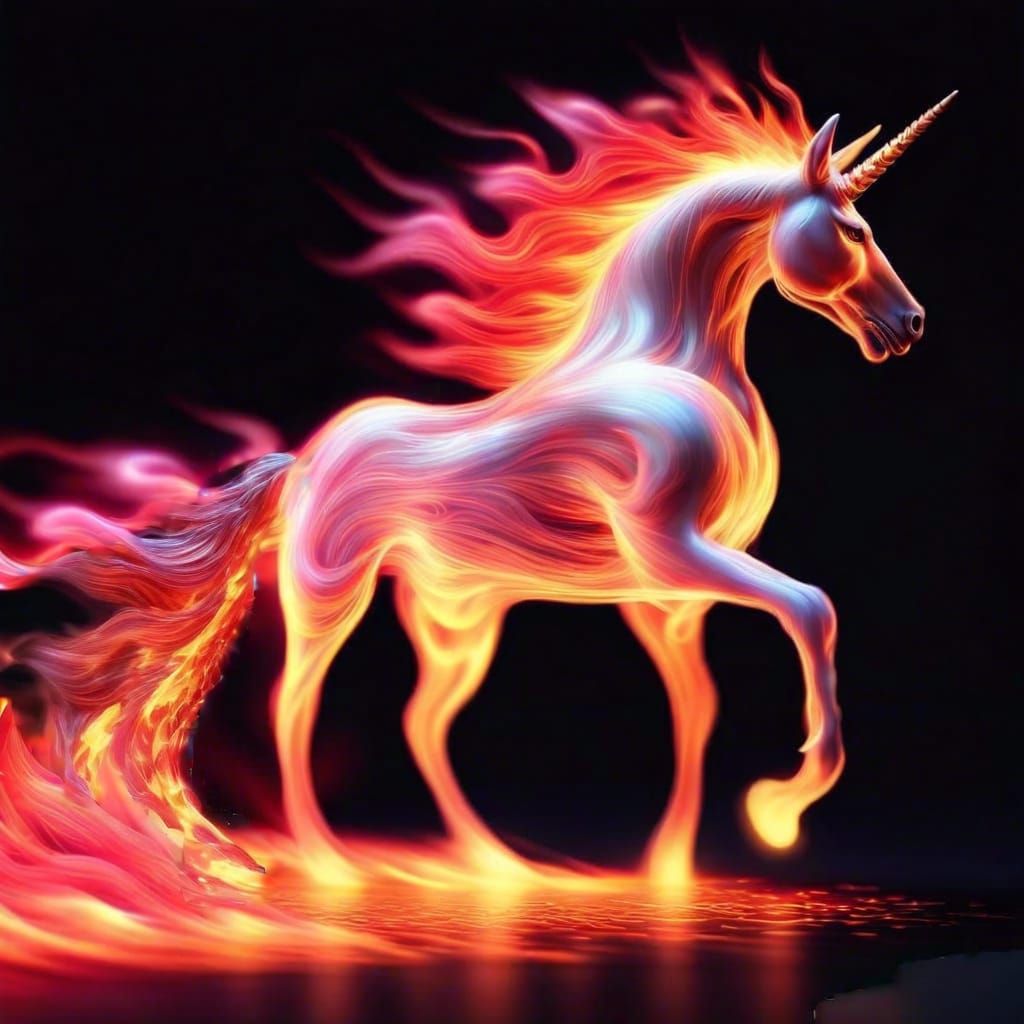 Unicorn of Flames - AI Generated Artwork - NightCafe Creator