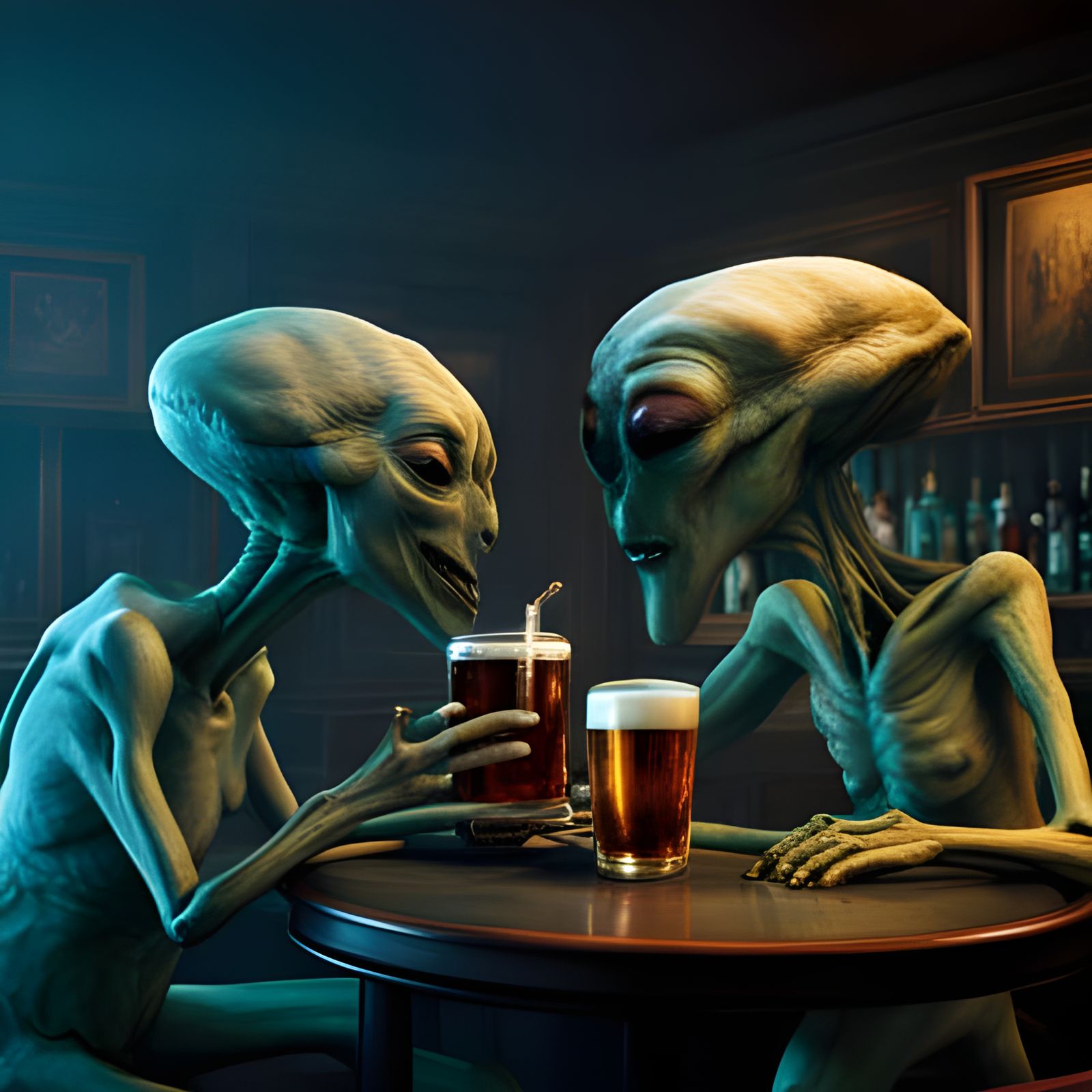 Two Aliens Enter a Bar