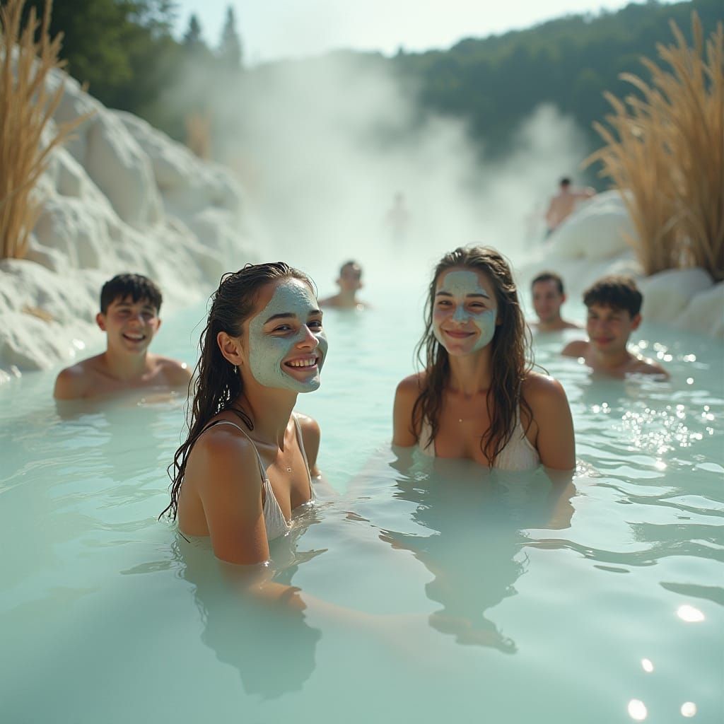 Young at the hot springs