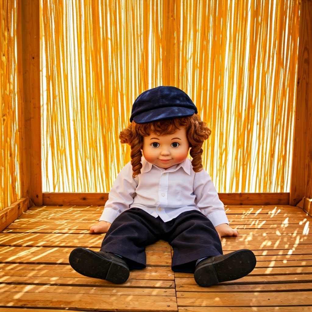Jewish Boy Doll in Sukkah