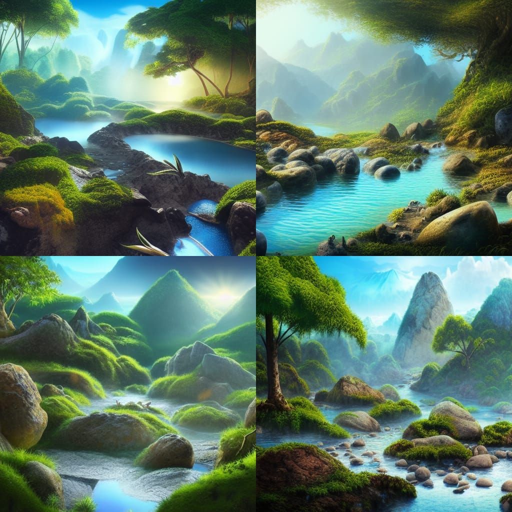 biome landscape of natural thermal ponds of mineral water, s...