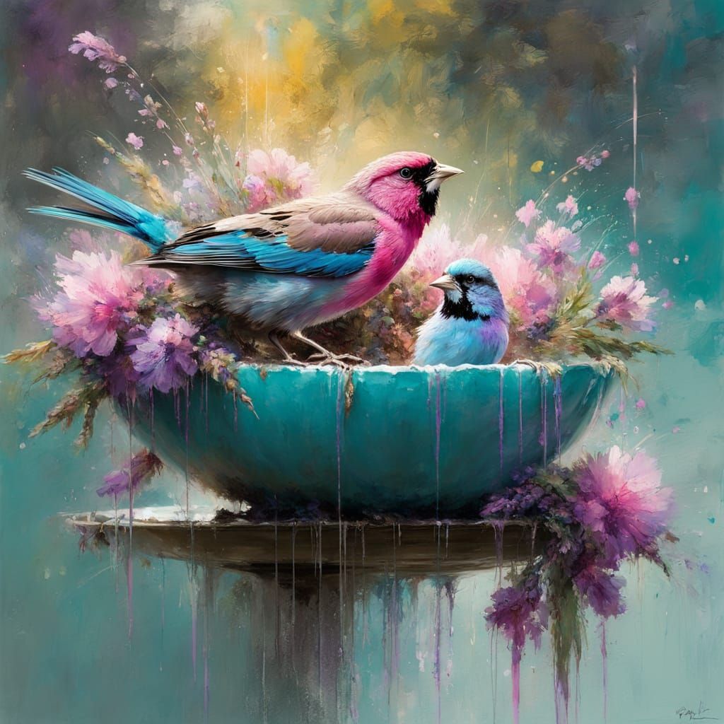 enjoying the bird bath  by @Laura Oravec