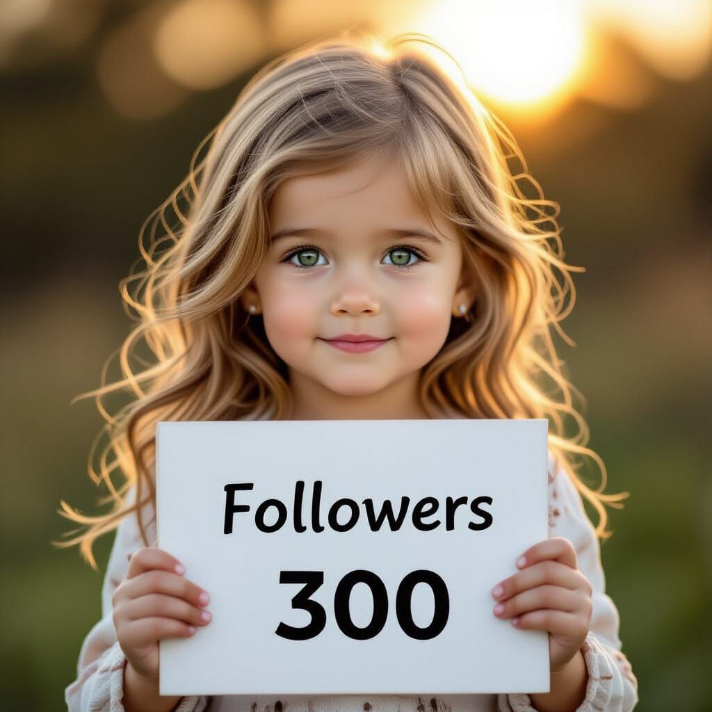 Photorealistic Girl Celebrates 300 Followers