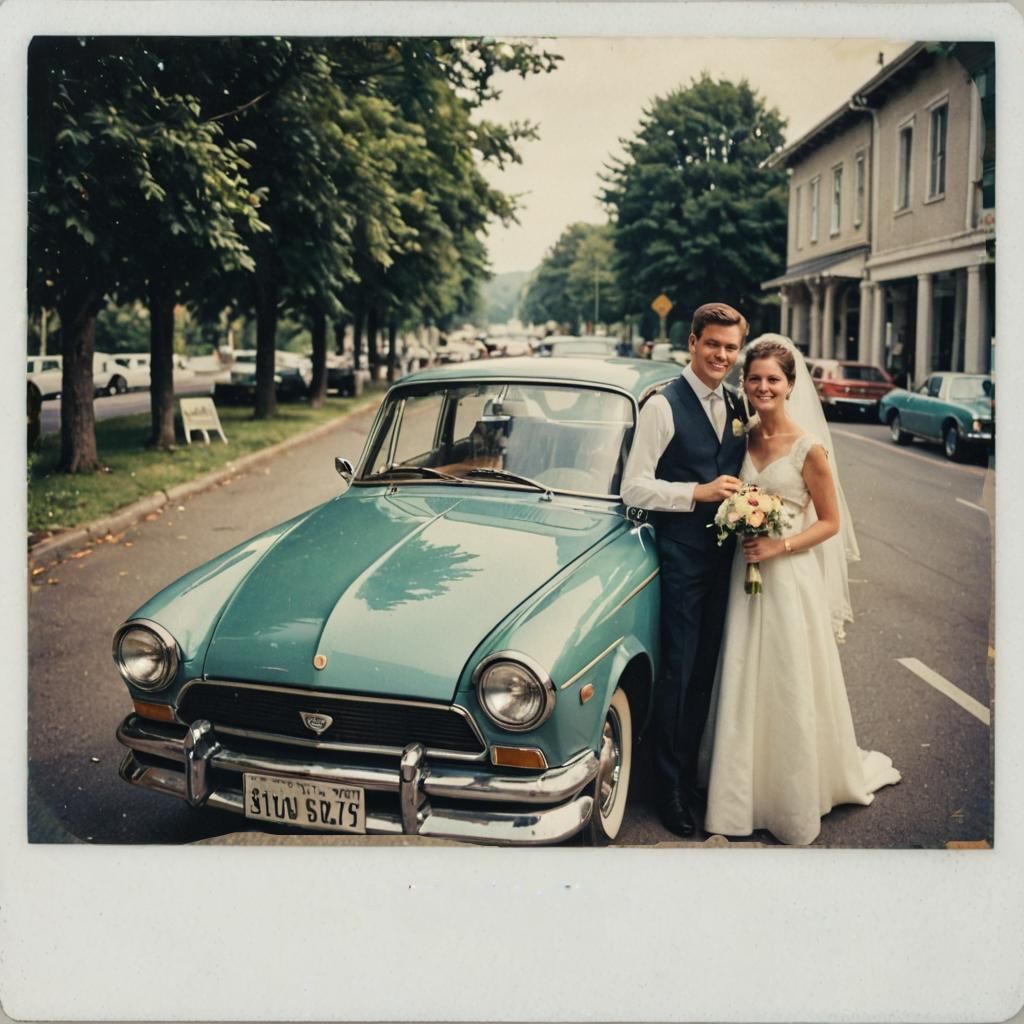 Vintage photo of a wedding couple