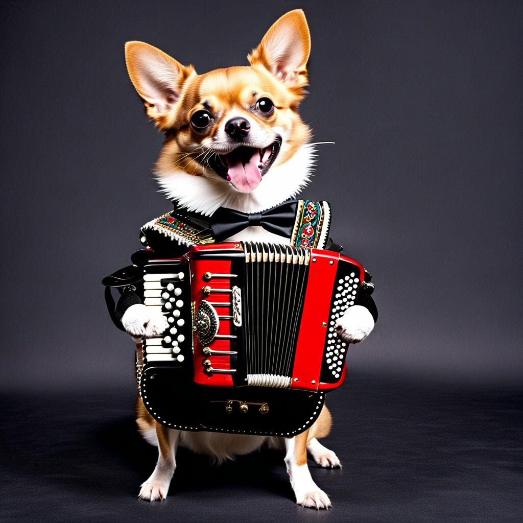 Chihuahua in mariachi band costume