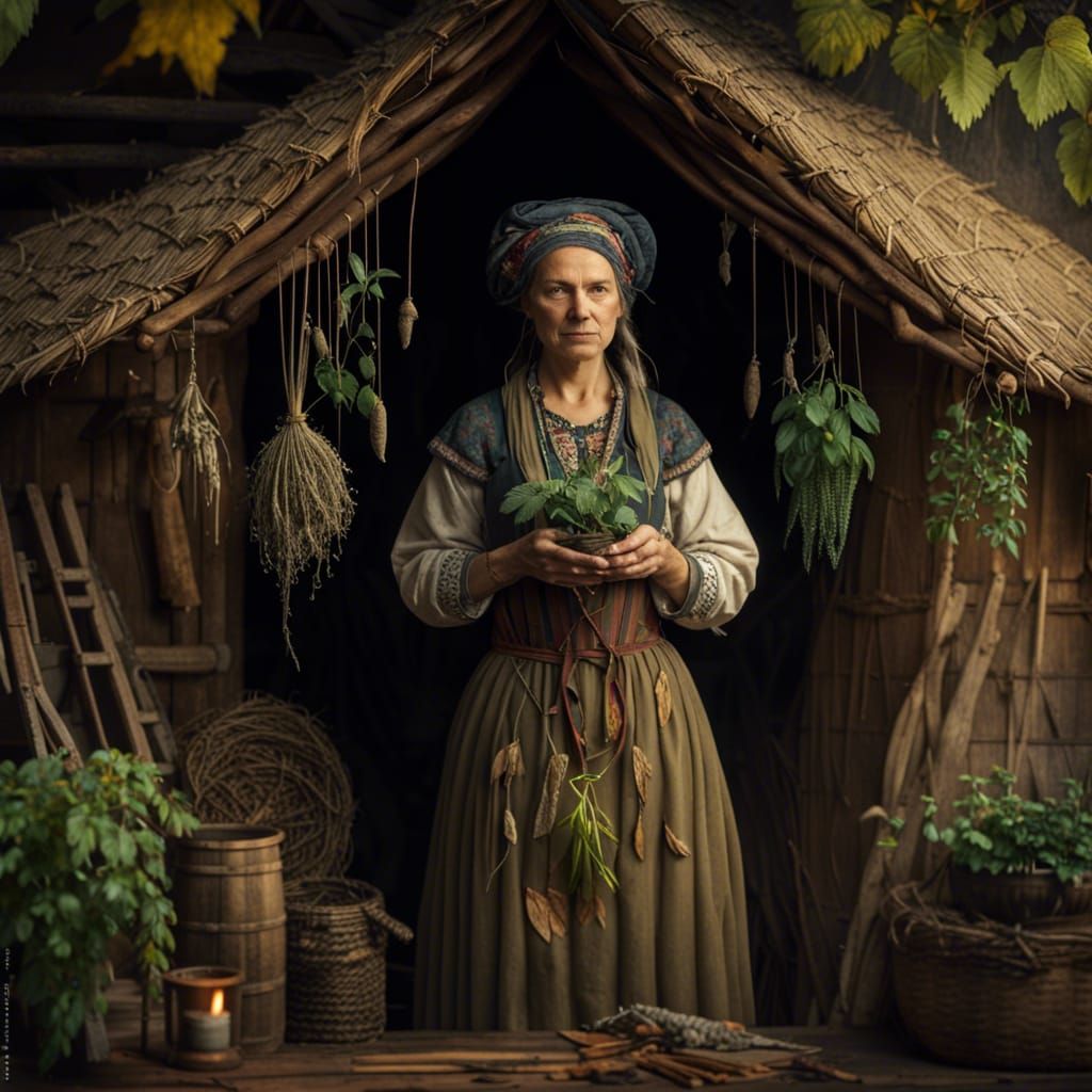Medieval Woman Herbalist and Mid-wife  by @PS