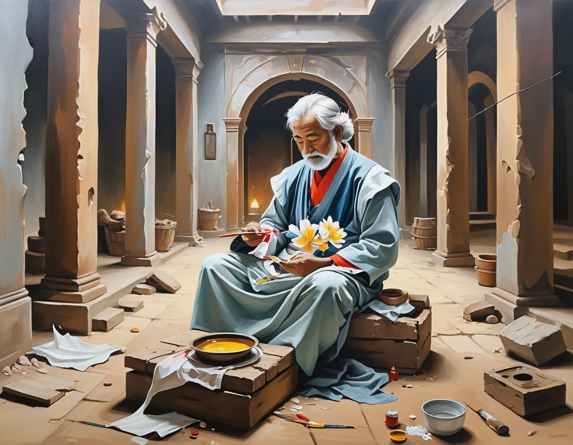 Oil Painting of Elegance and Serenity