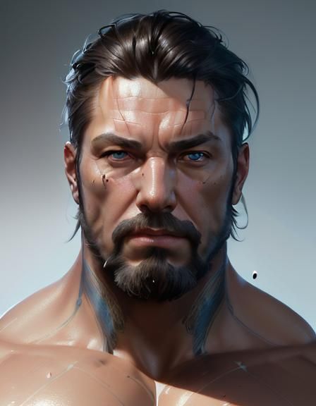 man, beautiful face and eyes, skin,   massive muscle, 8k res...
