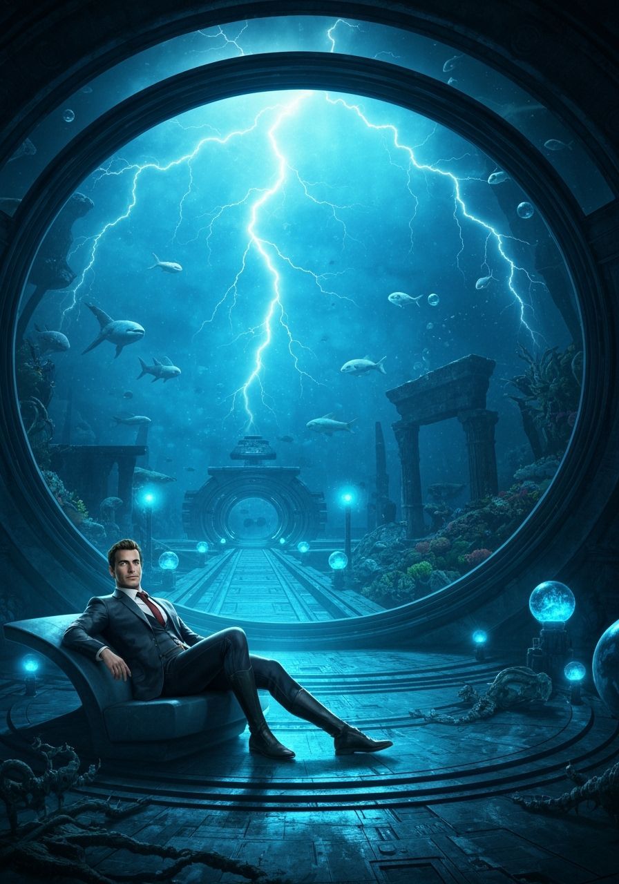 Corporate overlord inside his hide-out in the ocean  by @Nixick