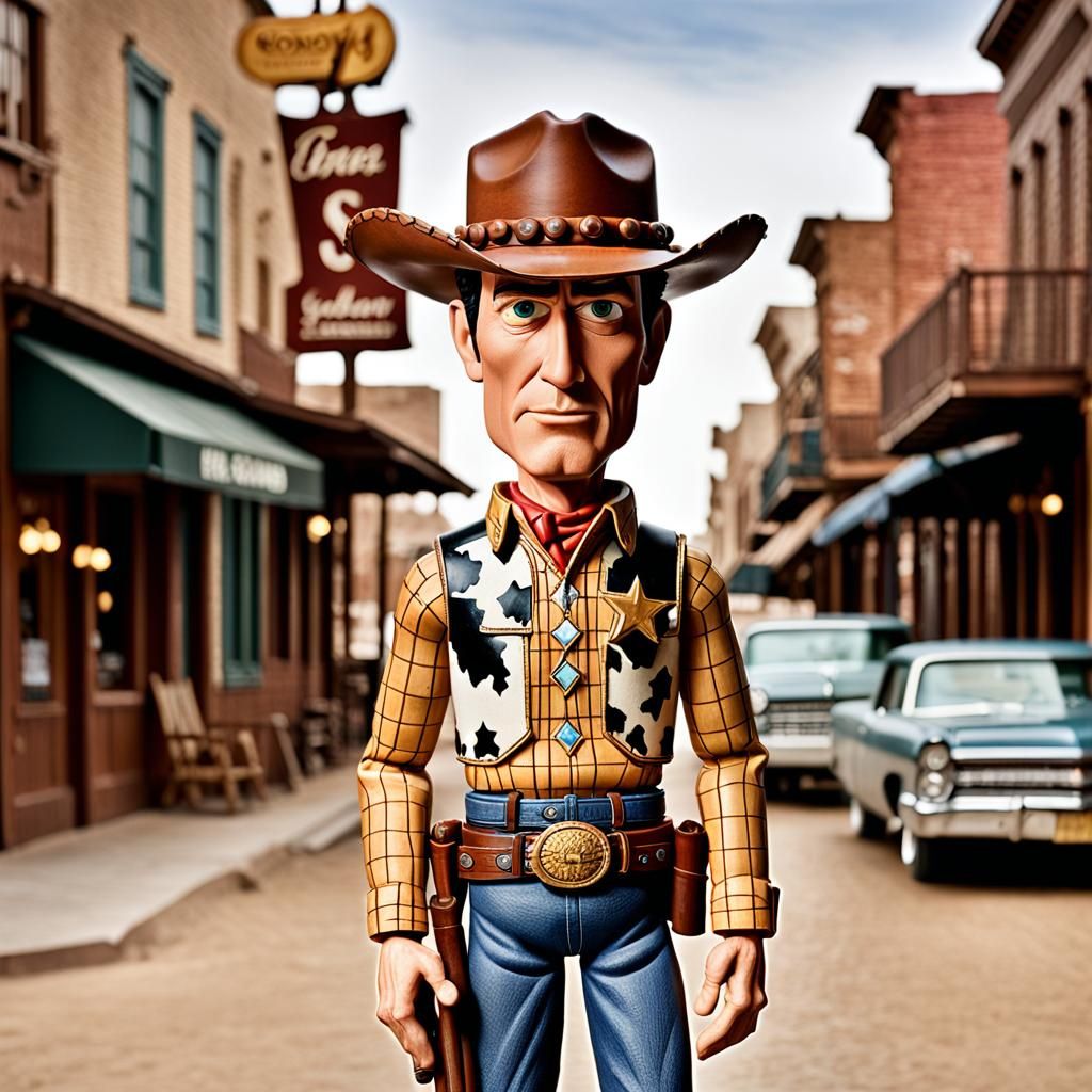 Shérif Woody in the cowboy's town