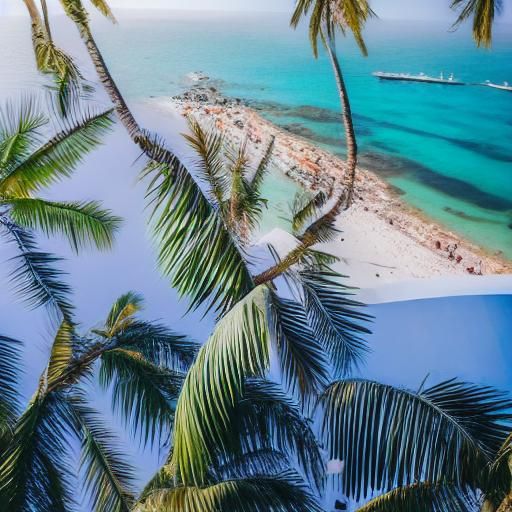 beautiful nice paradise great beach with a great palm tree b...