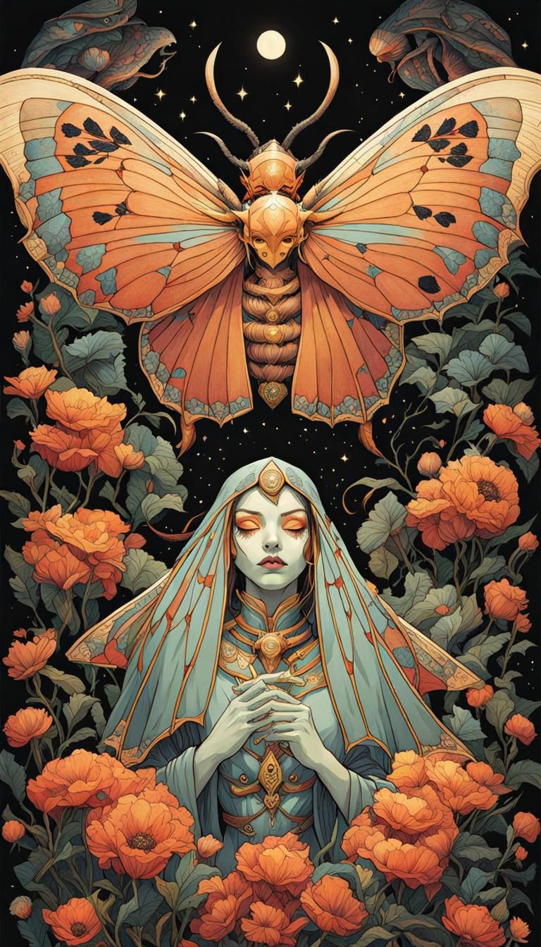 🌚🦋 death moth, josan gonzalez and Alphonse mucha   by @Cushla