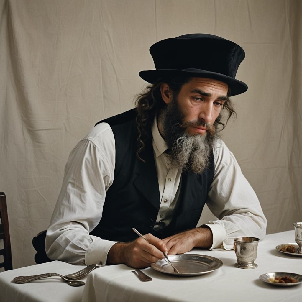 Hassidic Man in Contemplation: A Matte Painting