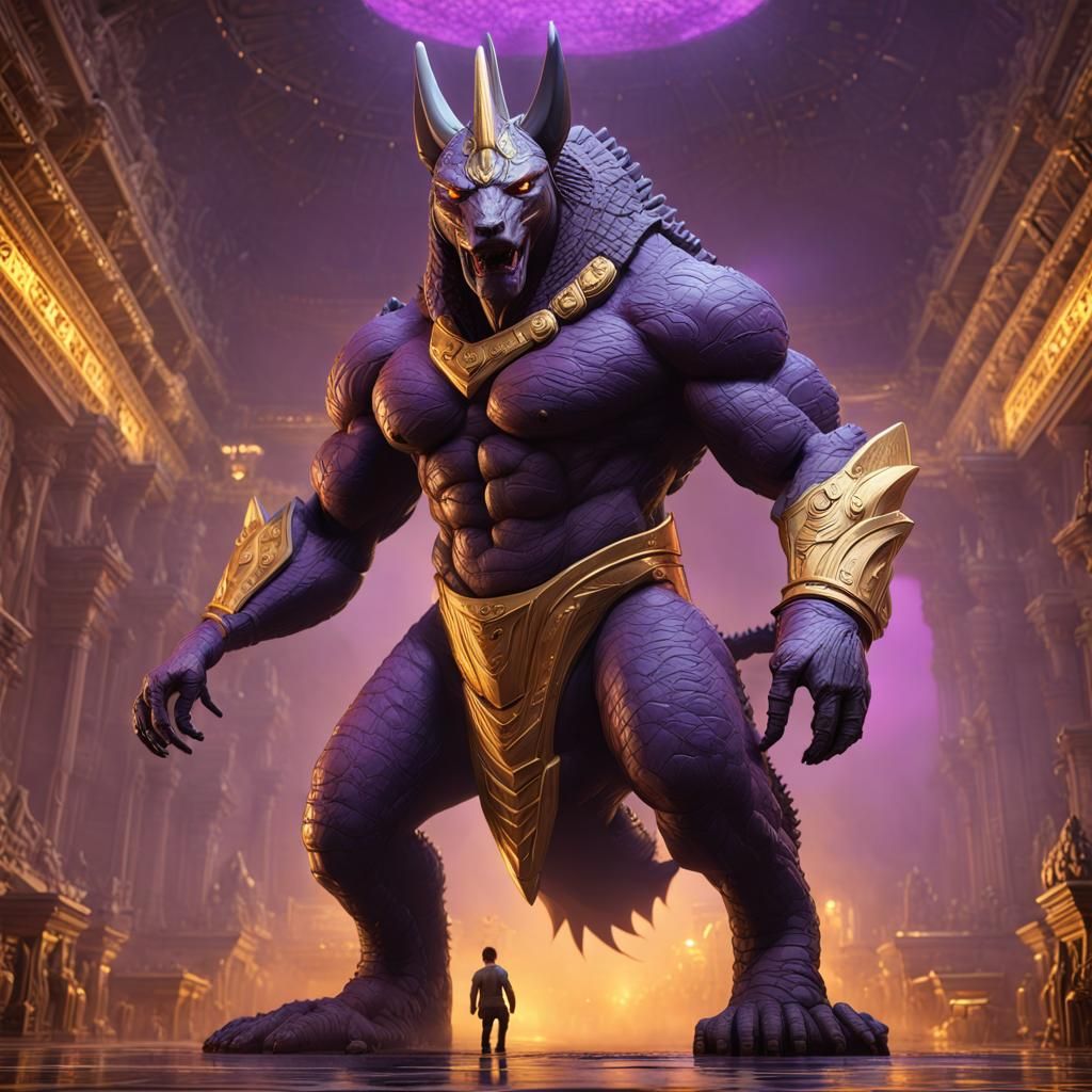 A giant muscular thick Anubis Godzilla