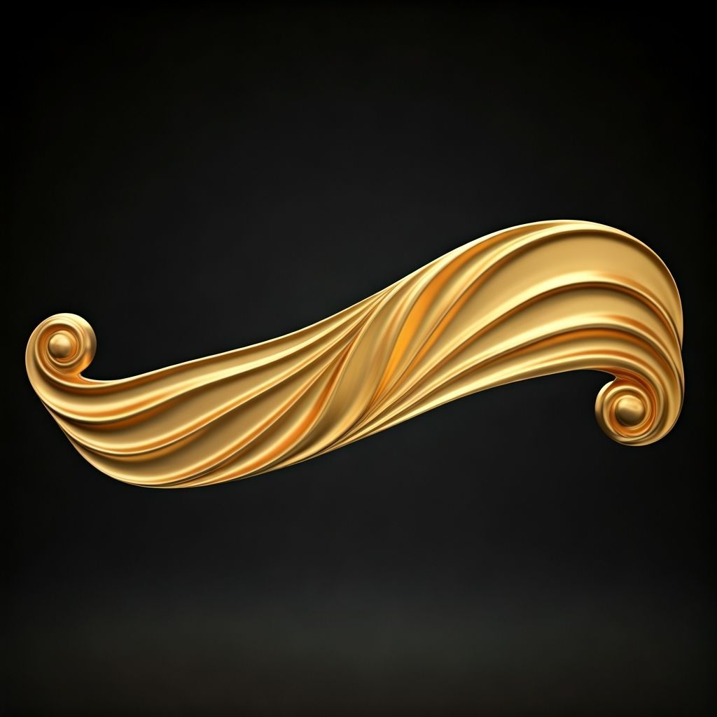  A luxurious ornamental divider rendered in vivid yellowish gold, featuring smooth, flowing curves in a classic, elegant style. The piece ha...