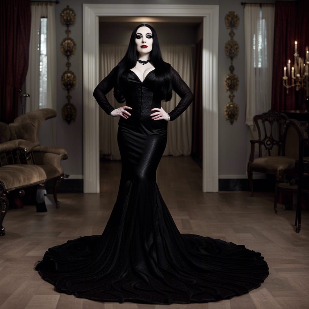 Sarina Valentina dressed like Morticia Addams - AI Generated Artwork ...