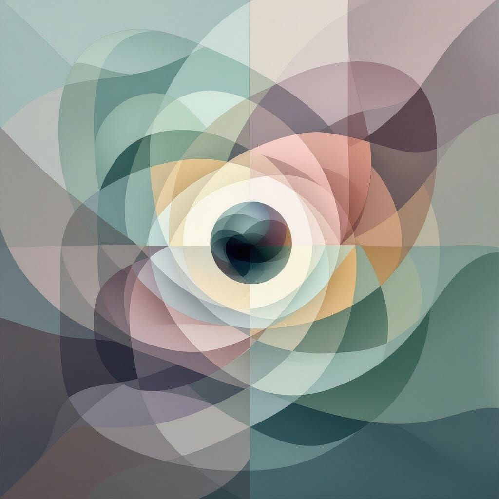 Abstract Stained-Glass Landscape with Geometric Planes