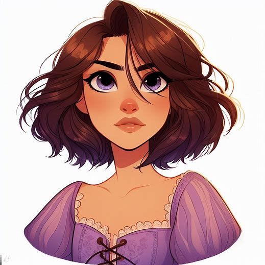 Rapunzel with Short Brunette Hair Dark Disney