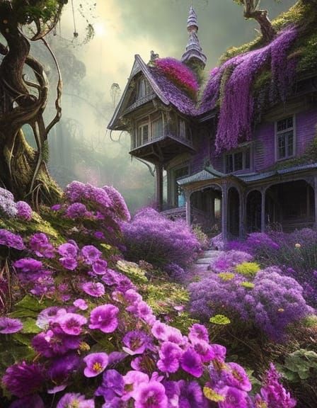 beautiful house in purple - AI Generated Artwork - NightCafe Creator