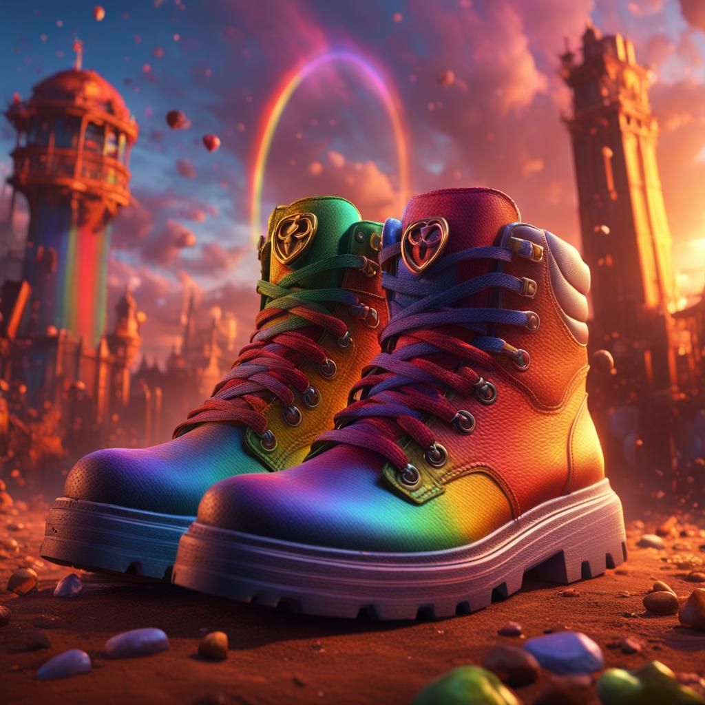 Love, shoes, sunset, rainbow