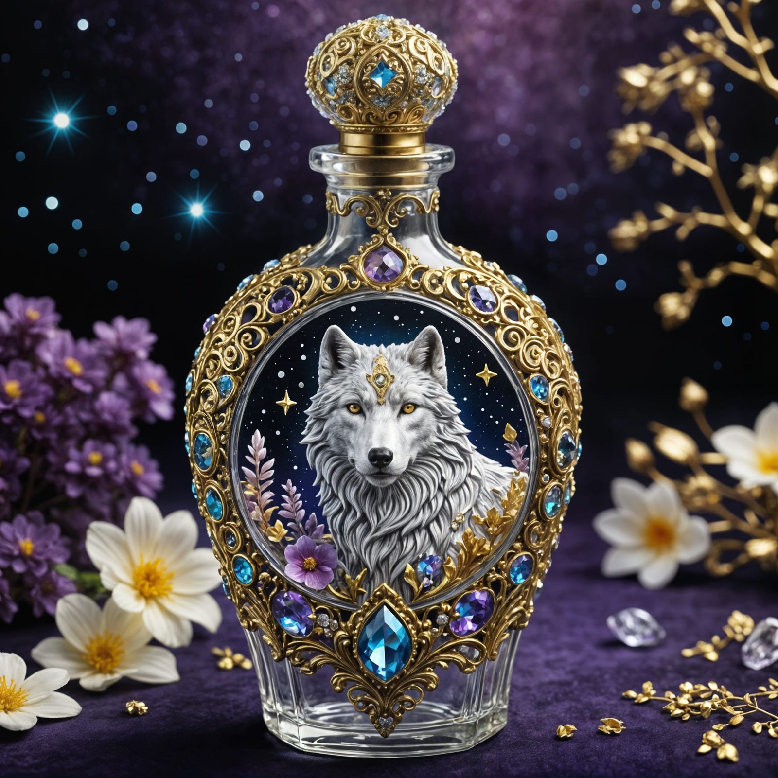 Majestic White Wolf in a Crystal Glass Jar  by @Baby Isis