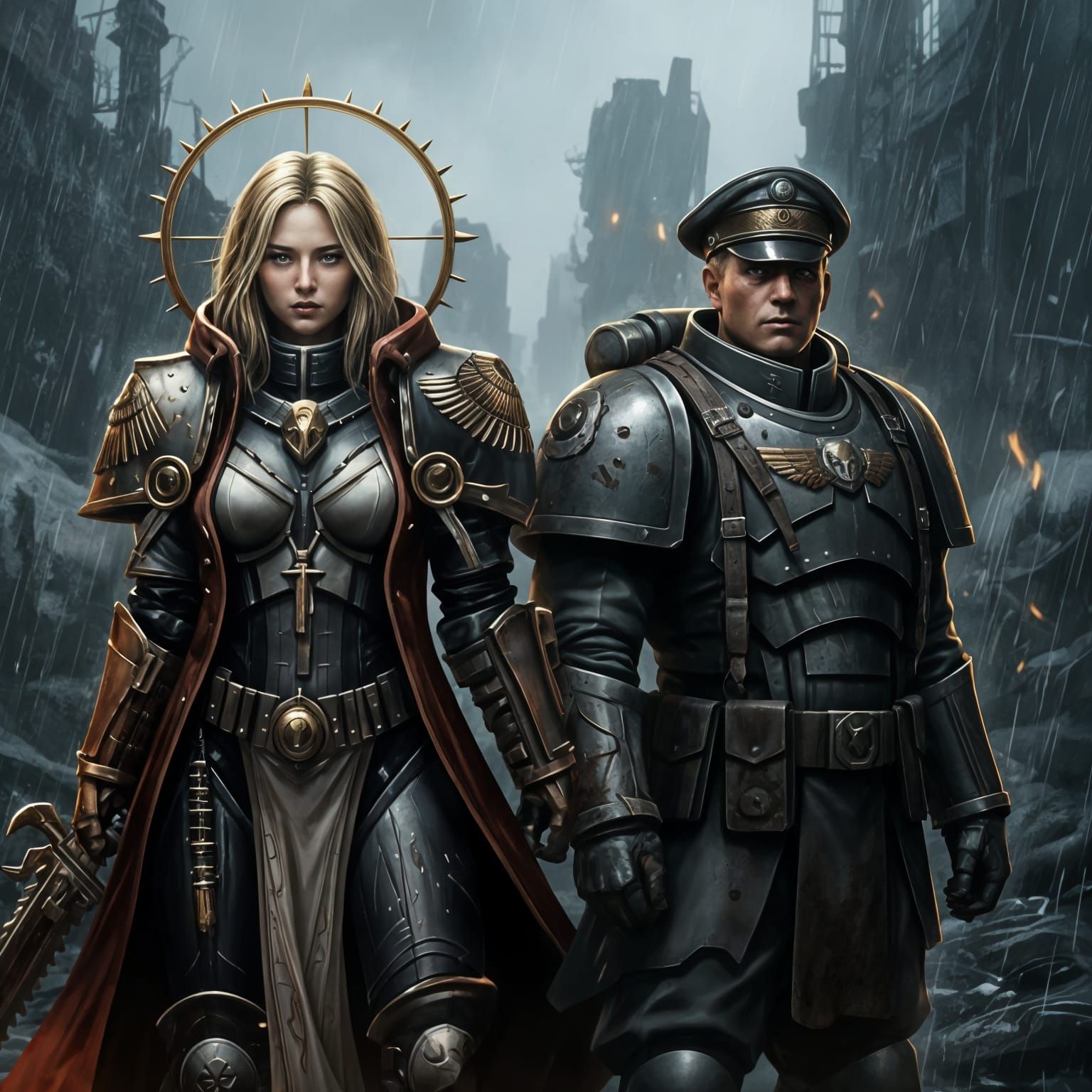 Seeker Celerine and Cruciator Guidon chars for Imperium Maledictum.